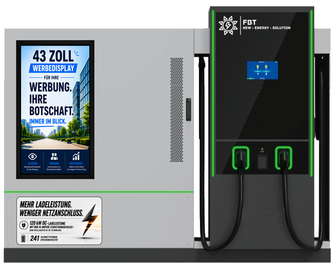 DC-Ladegerät mit Batteriespeicher 120 KW / Akkuspeicher 260 KWH / Schnellladegerät / Eichrechtskonform