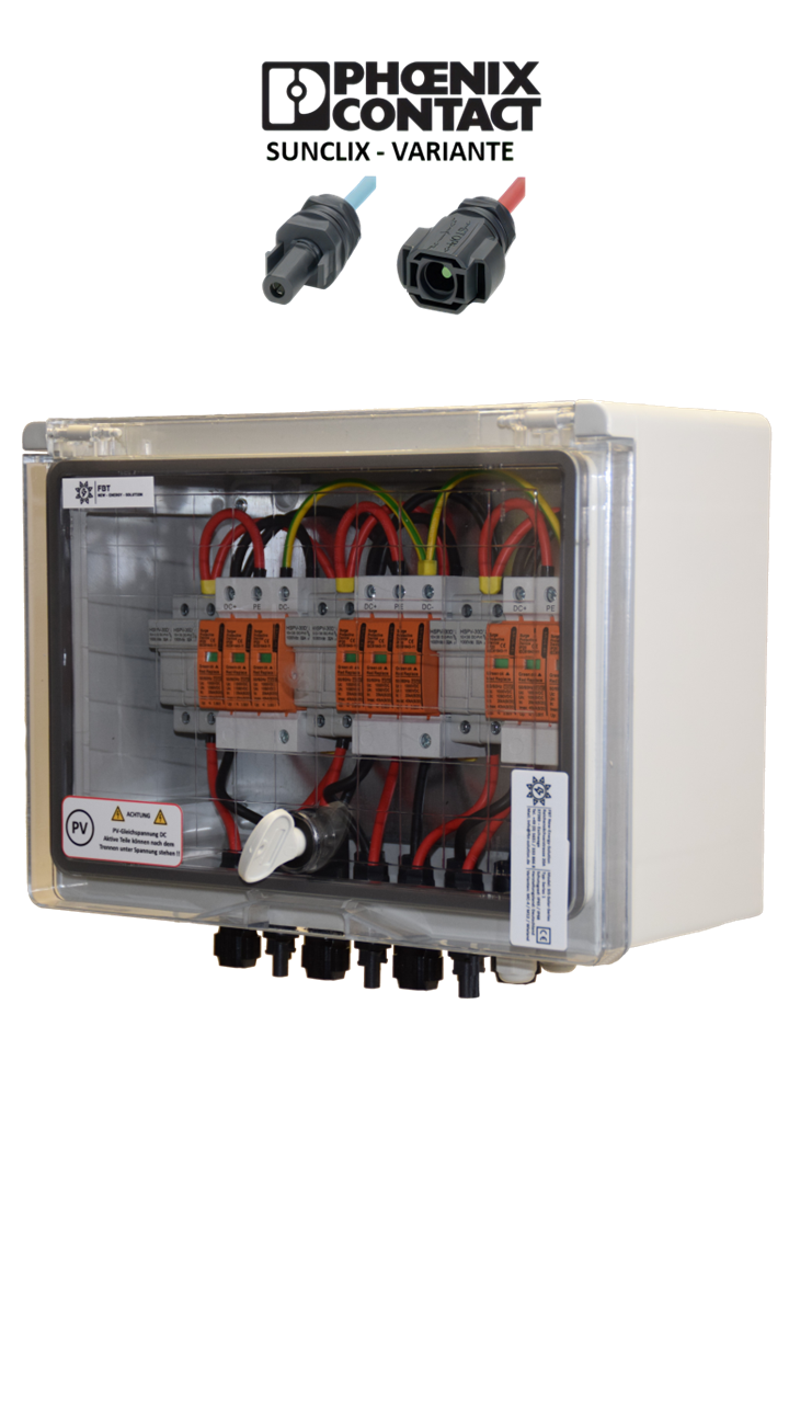 PHOENIX-CONTACT Sunclix / GAK / GENERATOR-ANSCHLUSSKASTEN / DC 3-STRING / Inkl. Vorsicherung / T1+T2 / T2 / ÜBERSPANNUNGSSCHUTZ