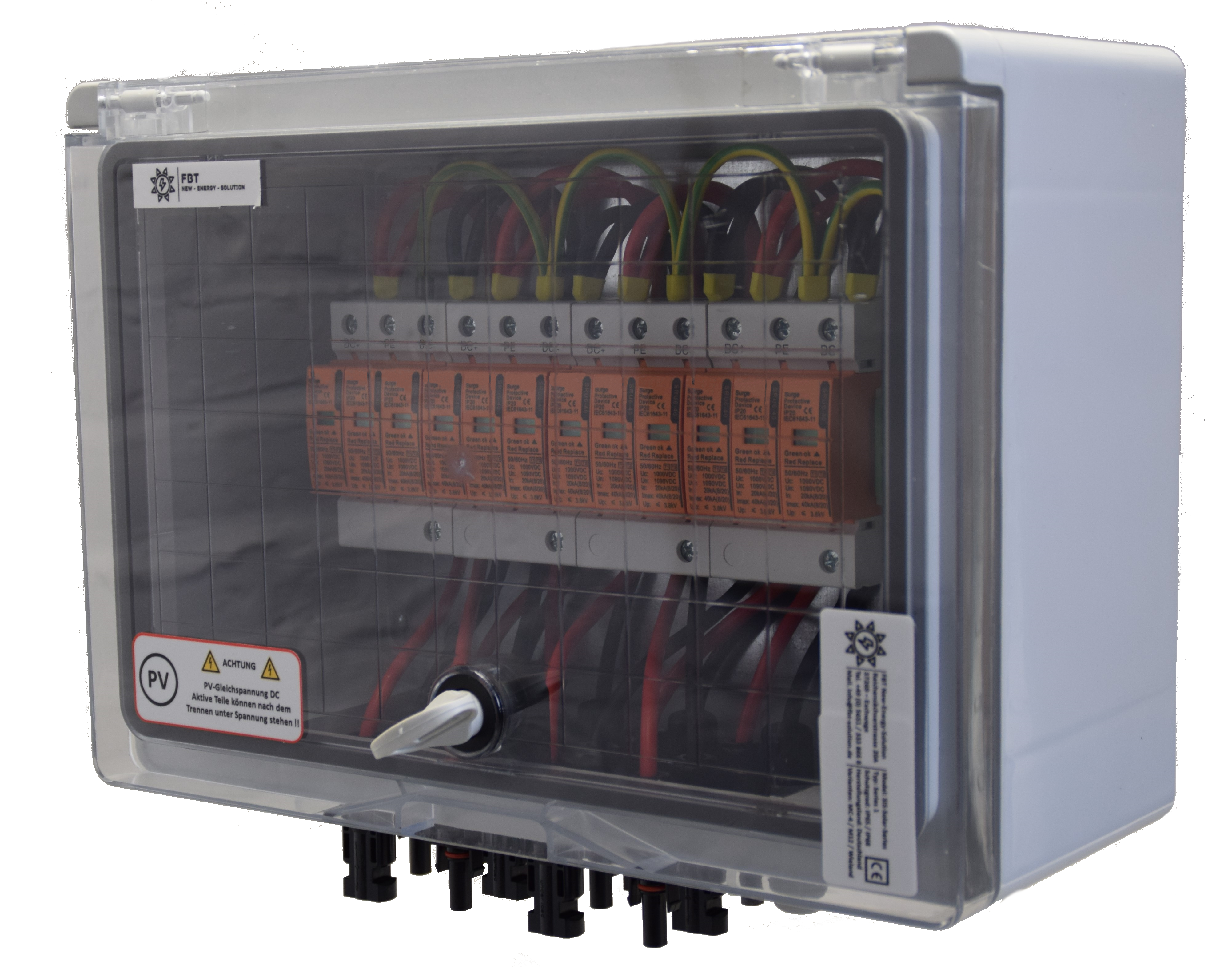 SOLAR GENERATOR-ANSCHLUSSKASTEN / DC 4-STRING / T1+T2 / T2 / MC 4-Steckvariante / ÜBERSPANNUNGSSCHUTZ