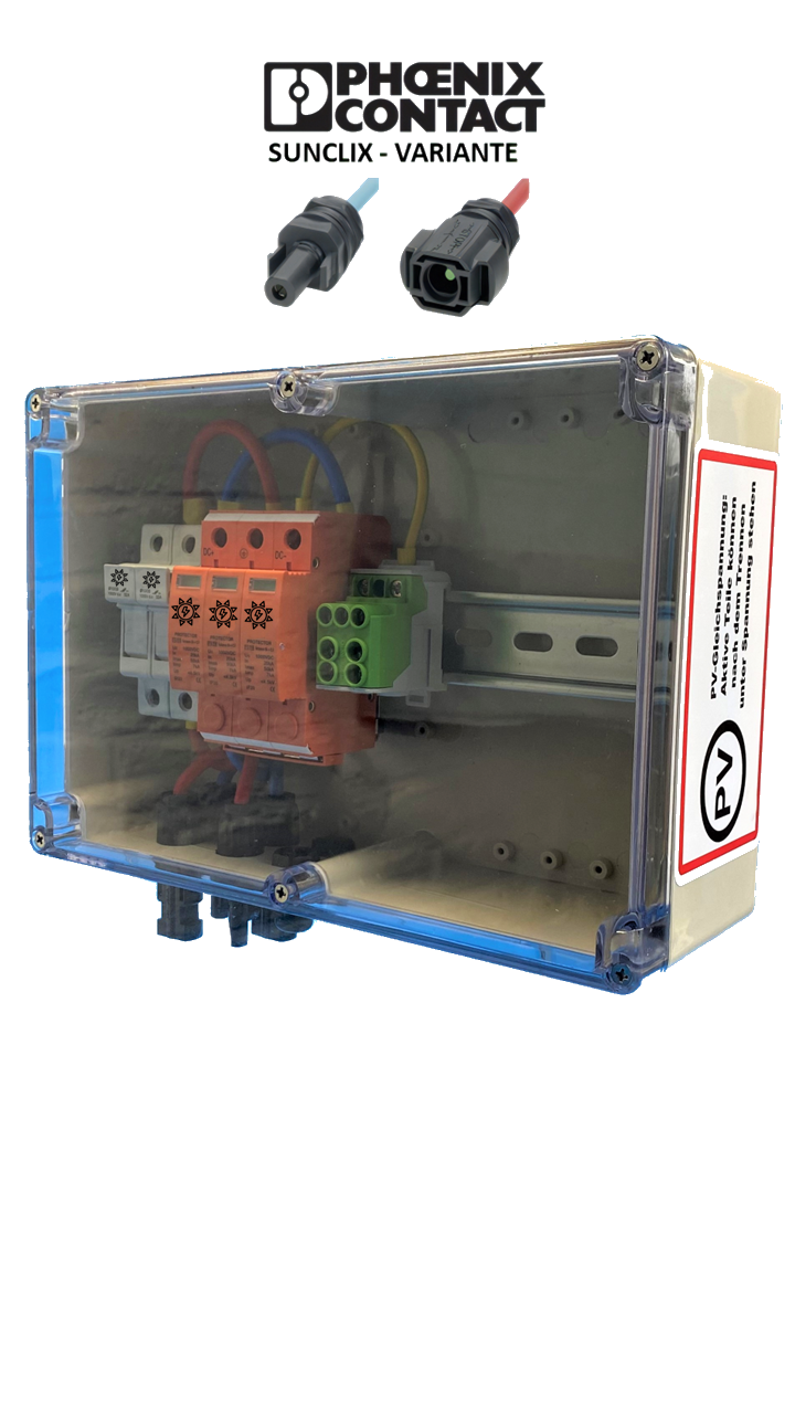 PHOENIX-CONTACT Sunclix / GAK / GENERATOR-ANSCHLUSSKASTEN / DC 1-STRING / Inkl. Sicherungstrennschalter / T1+T2 / T2 / ÜBERSPANNUNGSSCHUTZ