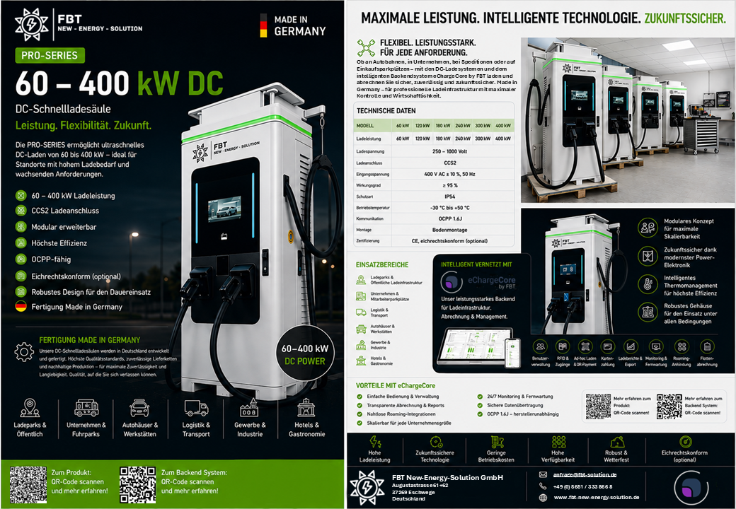 Supercharger 60-400 KW / PRO-LINE / DC Ladestation / Schnellladegerät / Eichrechtskonform