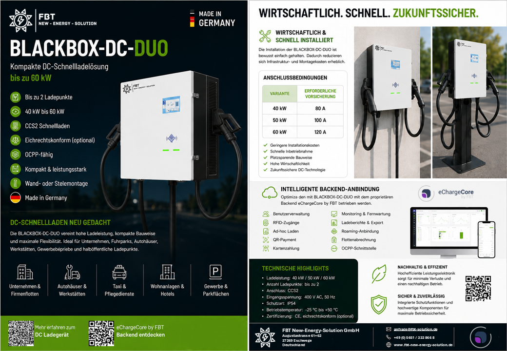 Supercharger 40KW 50KW 60KW 2-Ladepunkte / DC Ladestation 40KW 50KW 60KW / Schnellladegerät 40KW 50KW 60KW / BLACKBOX-DC-DUO