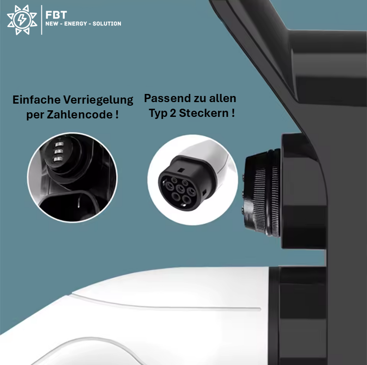 Typ 2 Wandhalterung Abschliessbar - Verriegelbar / Kabelmanagement E-Mobilität