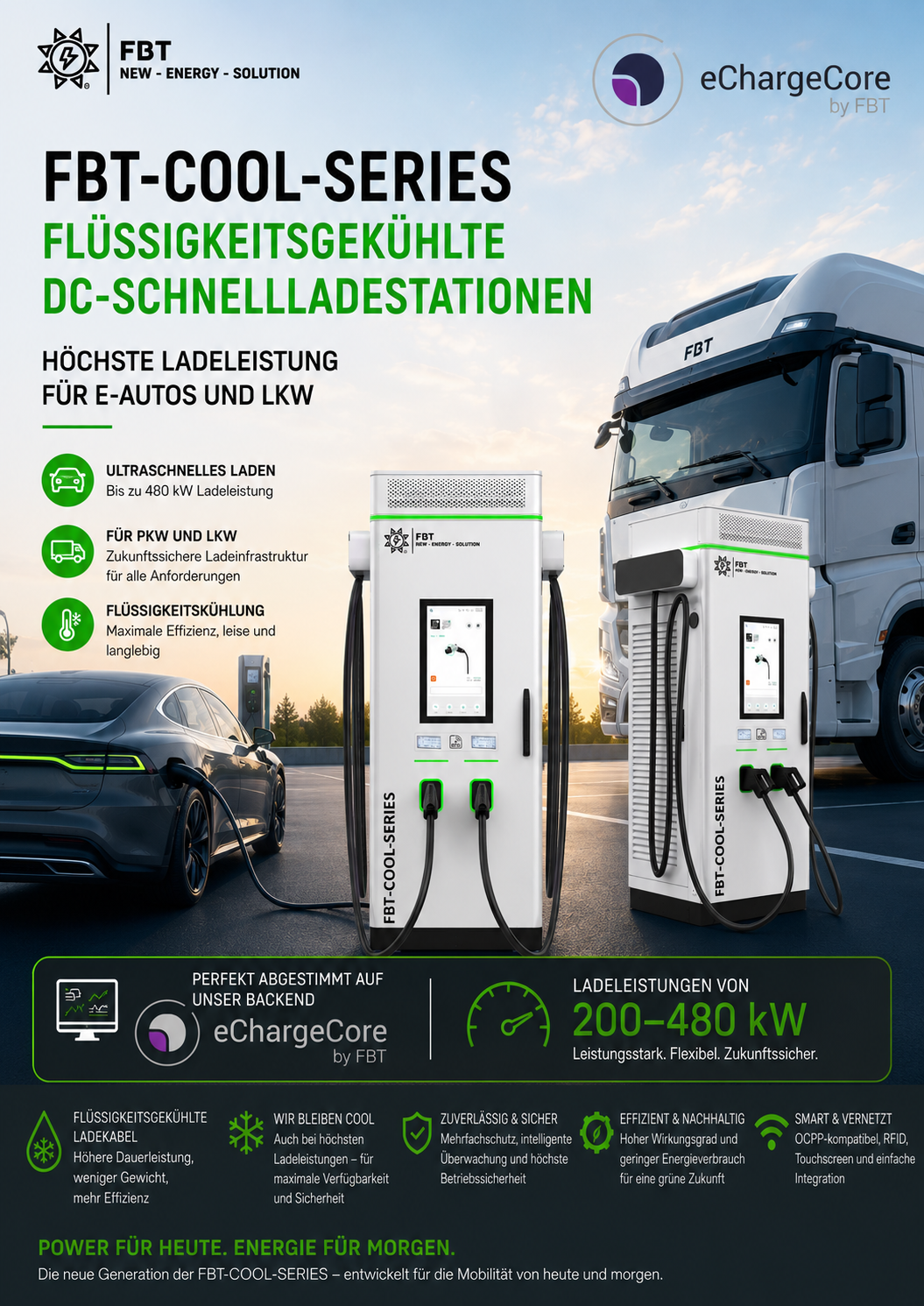 Flüssigkeitsgekühlter Supercharger 200-480 KW / DC Ladestation / Ladestation für LKW / Eichrechtskonform