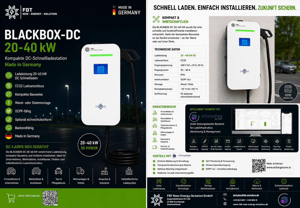 Supercharger 20-40 KW / DC Ladestation / Schnellladegerät / BLACKBOX-DC