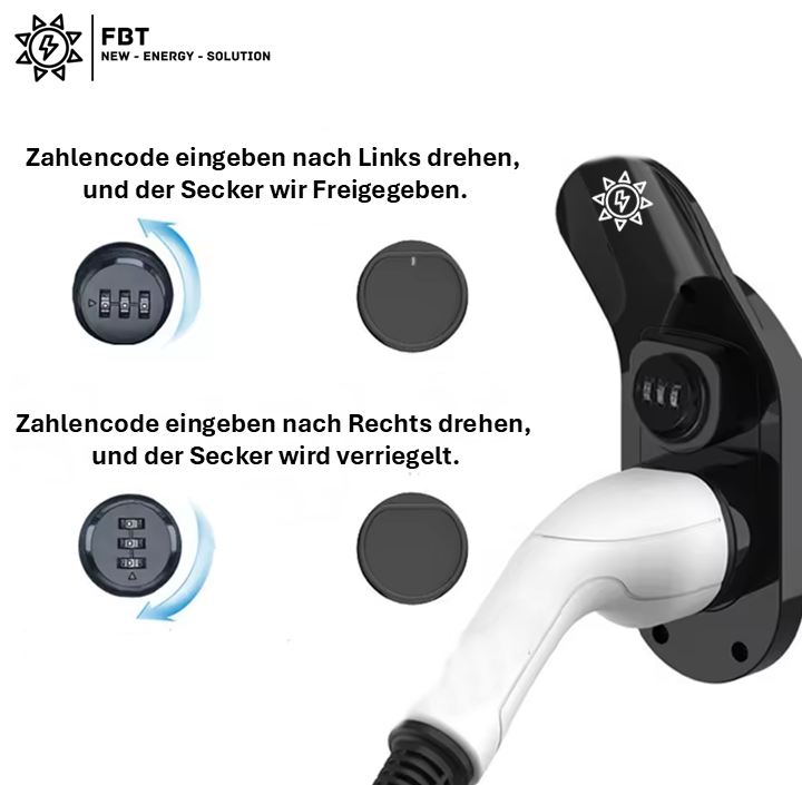 Typ 2 Wandhalterung Abschliessbar - Verriegelbar / Kabelmanagement E-Mobilität