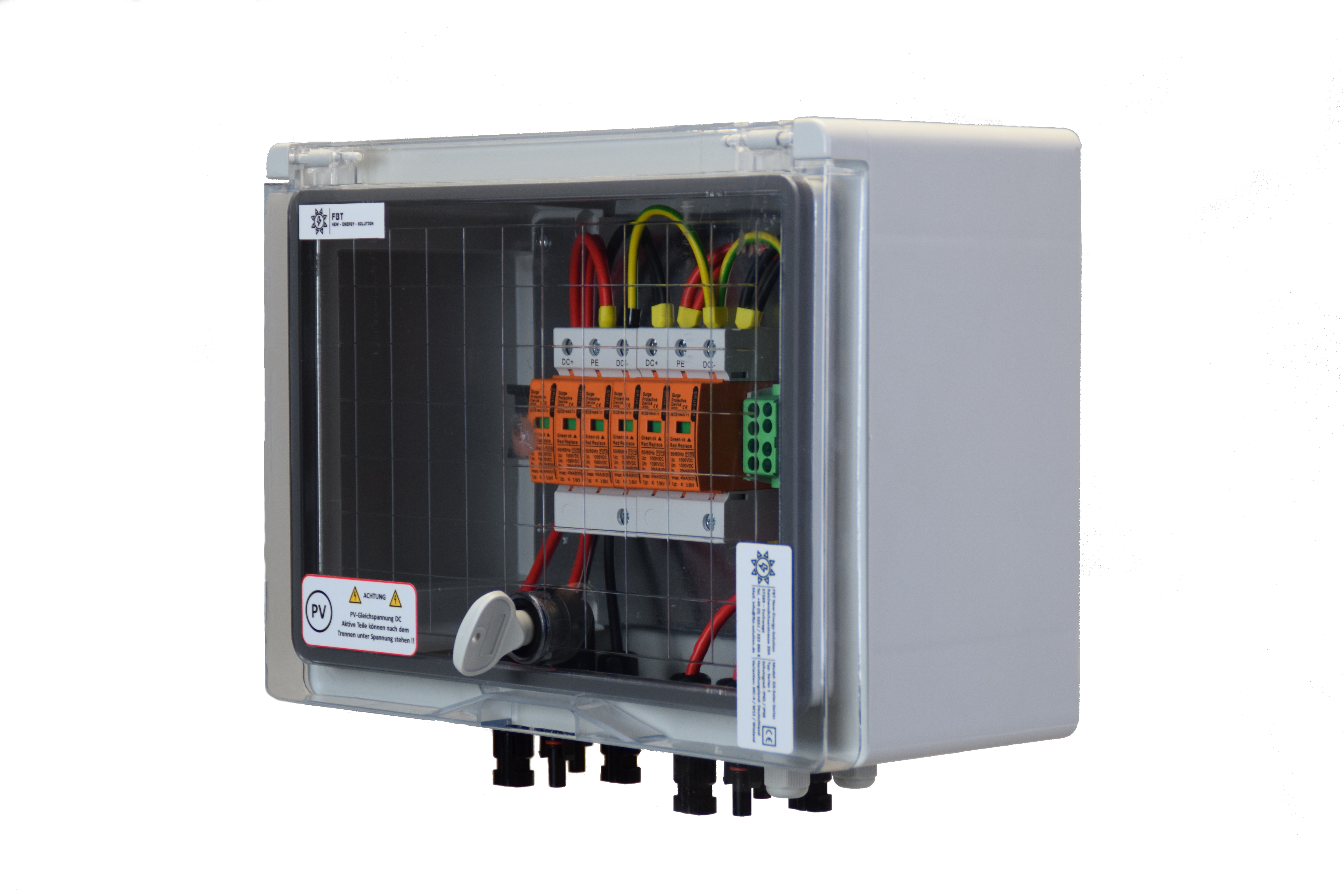SOLAR GENERATOR-ANSCHLUSSKASTEN / DC 2-STRING / T1+T2 / T2 / MC 4-Steckvariante / ÜBERSPANNUNGSSCHUTZ