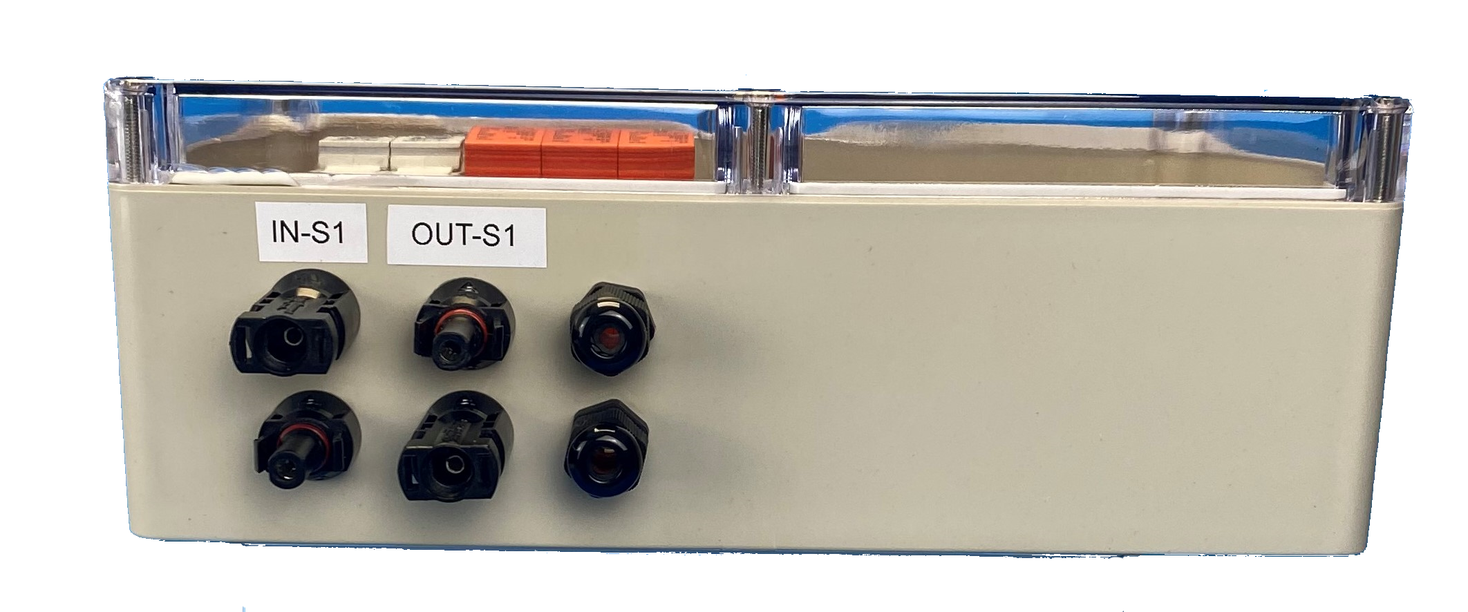 SOLAR GENERATOR-ANSCHLUSSKASTEN / DC 1-STRING / Inkl. Sicherungstrennschalter / T1+T2 / T2 / MC 4-Steckvariante / ÜBERSPANNUNGSSCHUTZ