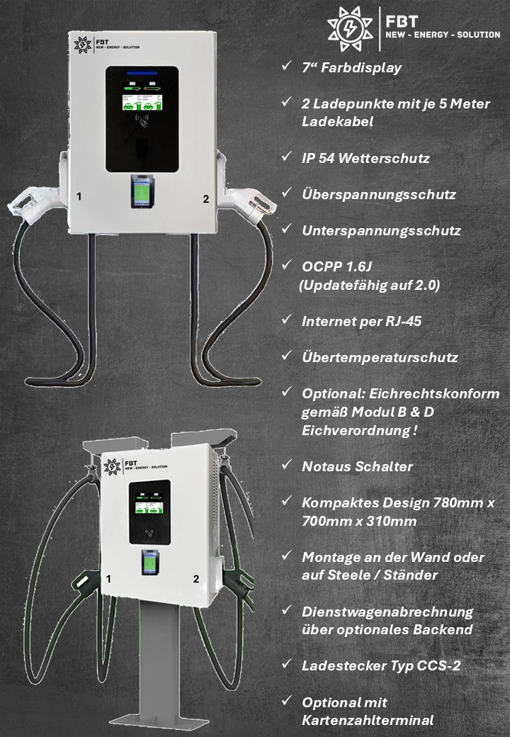Supercharger 60 KW 2-Ladepunkte / DC Ladestation 60KW / Schnellladegerät 60KW / BLACKBOX-DC-DUO / Eichrechtskonform