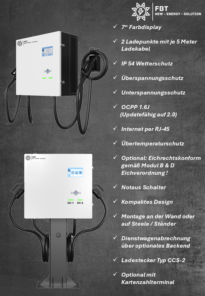 Supercharger 40KW 50KW 60KW 2-Ladepunkte / DC Ladestation 40KW 50KW 60KW / Schnellladegerät 40KW 50KW 60KW / BLACKBOX-DC-DUO