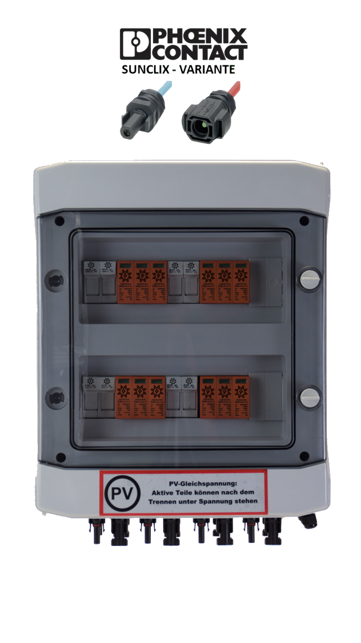 PHOENIX-CONTACT Sunclix / GAK / GENERATOR-ANSCHLUSSKASTEN / DC 4-STRING / Inkl. Vorsicherung / T1+T2 / T2 / ÜBERSPANNUNGSSCHUTZ