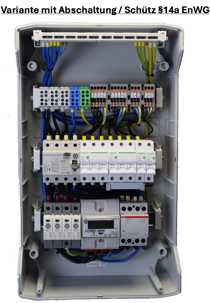 Anschlussverteiler für Wärmepumpen / Unterverteiler Wärmepumpe / MID-Zähler / FI-Typ B / Überspannungsschutz / §14a EnWG