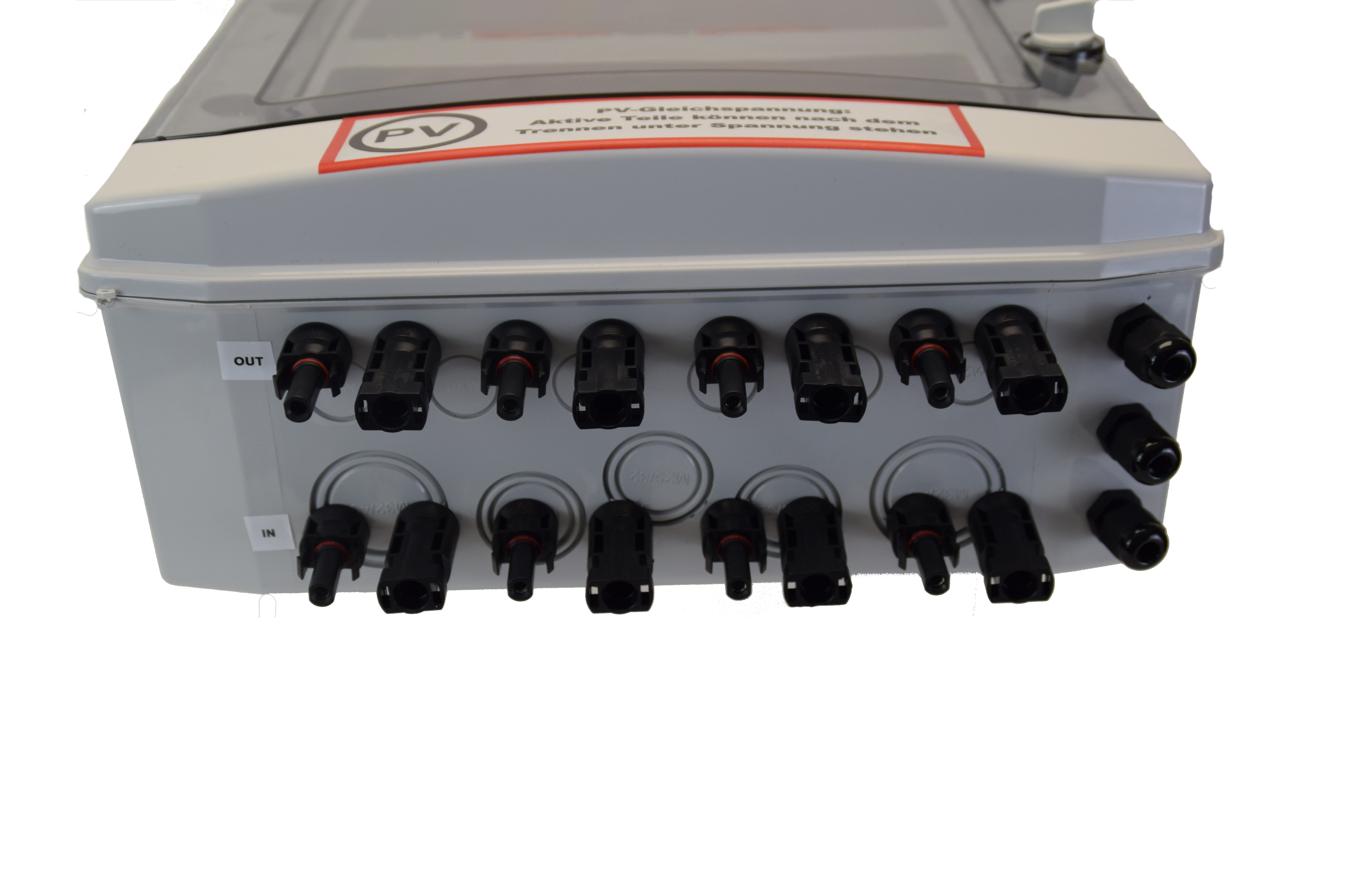 SOLAR GENERATOR-ANSCHLUSSKASTEN / DC 4-STRING / Inkl. Sicherungstrennschalter / T1+T2 / T2 / MC 4-Steckvariante / ÜBERSPANNUNGSSCHUTZ