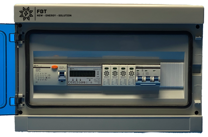 Sub-distributor for wall boxes 11 / 22 kW including FI type A and surge protection