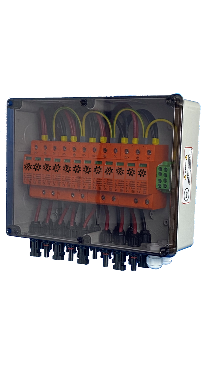 SOLAR GENERATOR-ANSCHLUSSKASTEN / DC 4-STRING / T1+T2 / T2 / MC 4-Steckvariante / ÜBERSPANNUNGSSCHUTZ