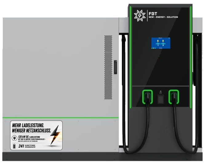 DC-Ladegerät mit Batteriespeicher 120 KW / Akkuspeicher 260 KWH / Schnellladegerät / Eichrechtskonform