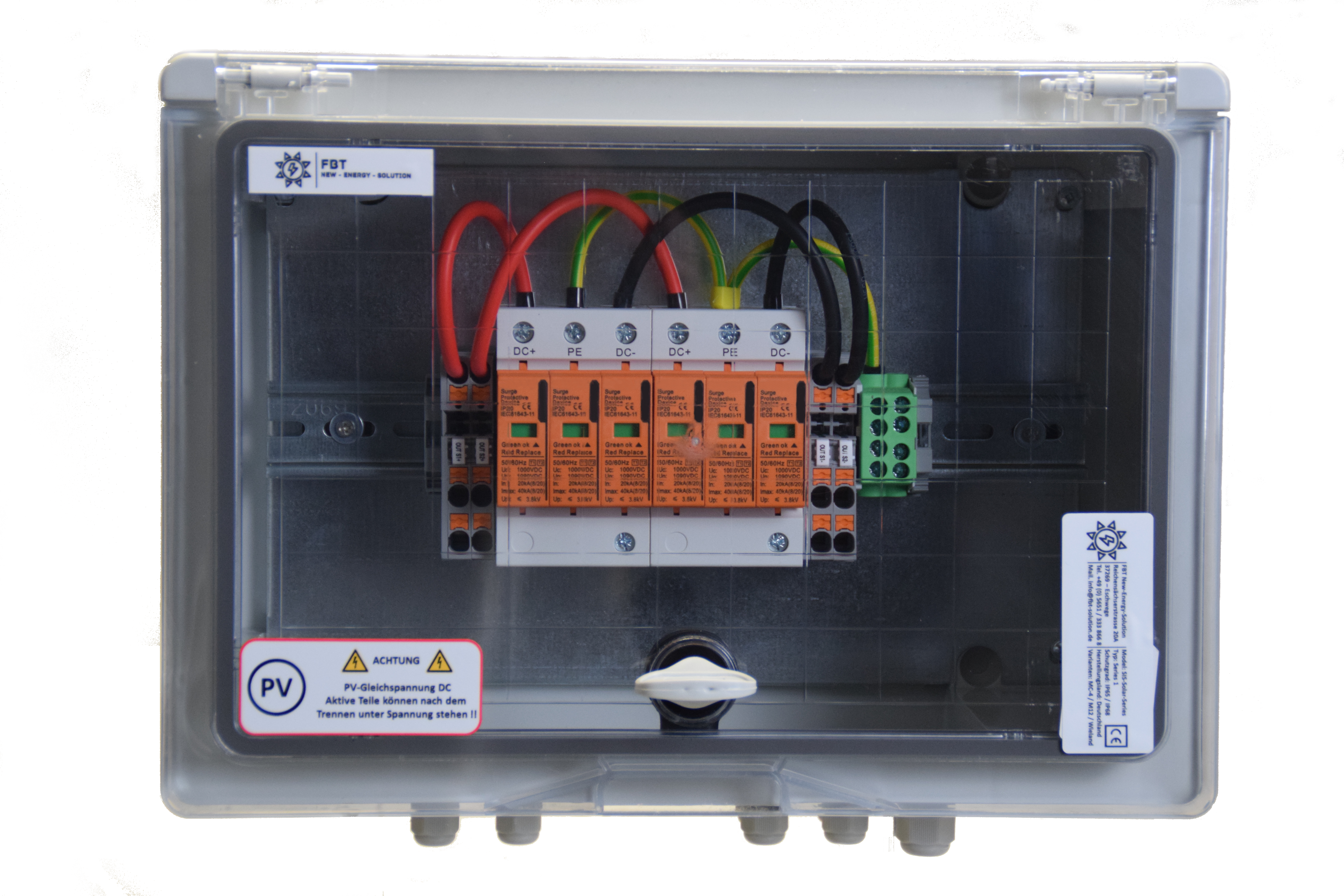 SOLAR GENERATOR-ANSCHLUSSKASTEN / Profi-Line / DC 2-STRING / T1+T2 / T2 / 2x Überspg. Schutz