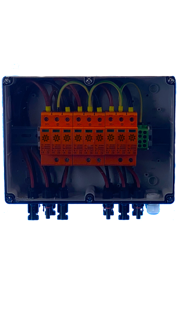 SOLAR GENERATOR-ANSCHLUSSKASTEN / DC 3-STRING / T1+T2 / T2 / MC 4-Steckvariante / ÜBERSPANNUNGSSCHUTZ