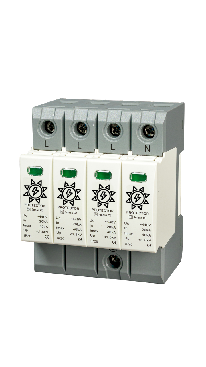 Surge protection T2 for wall boxes 11 &amp; 22 kW (top-hat rail mounting)