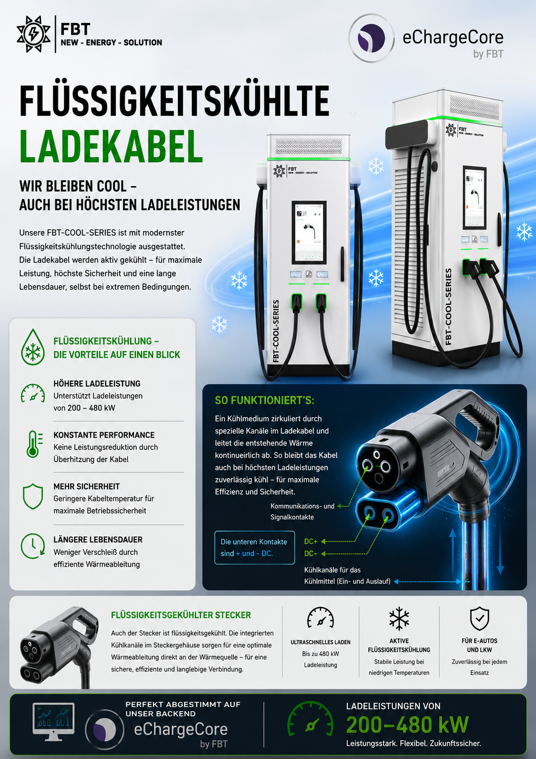 Flüssigkeitsgekühlter Supercharger 200-480 KW / DC Ladestation / Ladestation für LKW / Eichrechtskonform