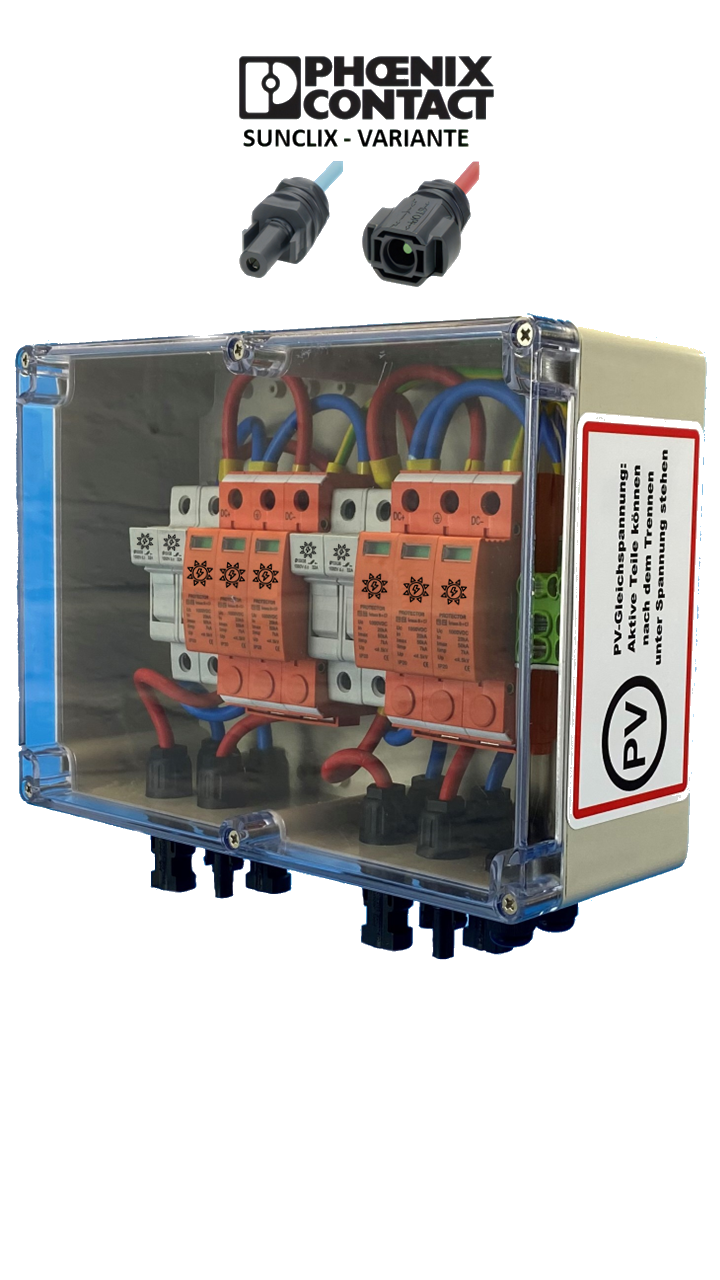 PHOENIX-CONTACT Sunclix / GAK / GENERATOR CONNECTION BOX / DC 2-STRING / T1+T2 / T2 / FUSE DISCONNECTOR / SURGE PROTECTION