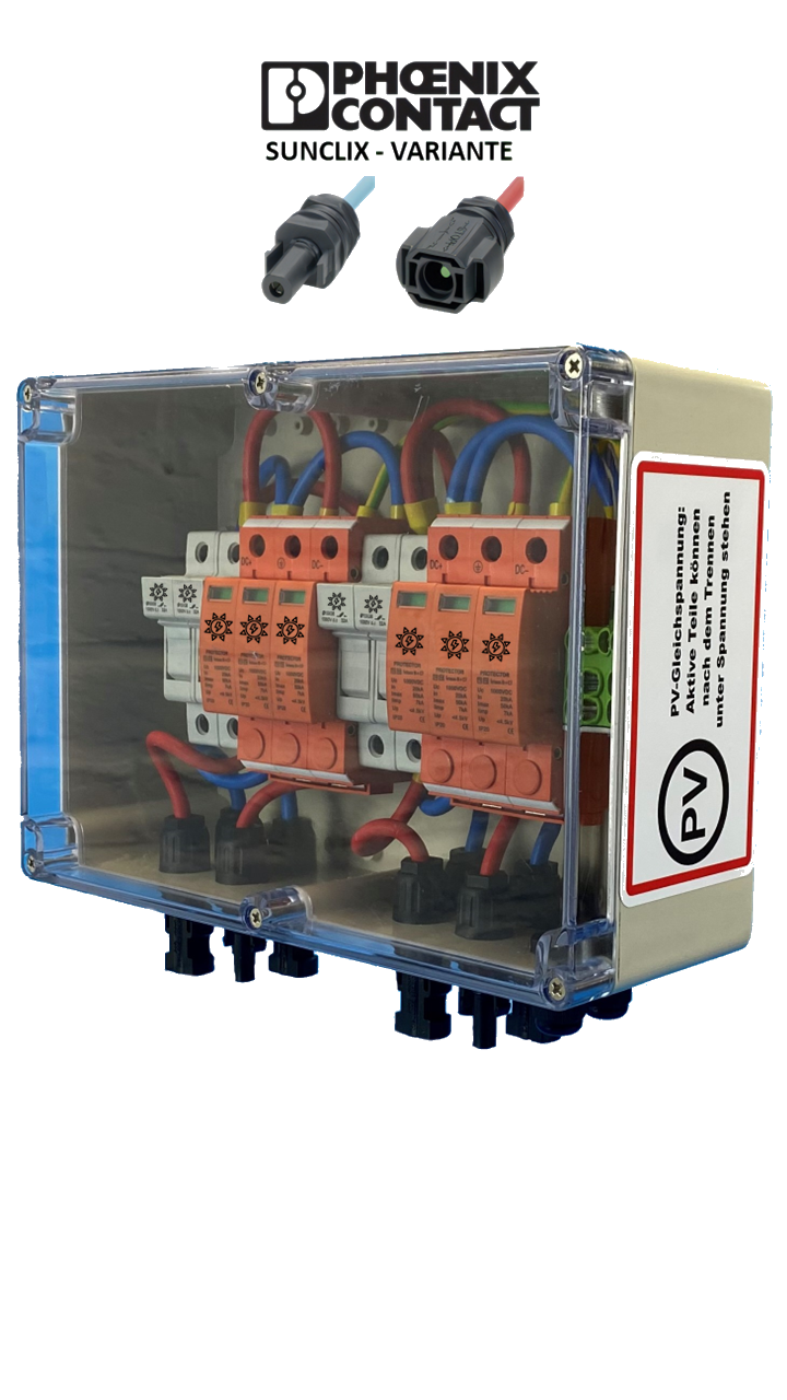 PHOENIX-CONTACT Sunclix / GAK / GENERATOR-ANSCHLUSSKASTEN / DC 2-STRING / T1+T2 / T2 / Vorsicherung / ÜBERSPANNUNGSSCHUTZ