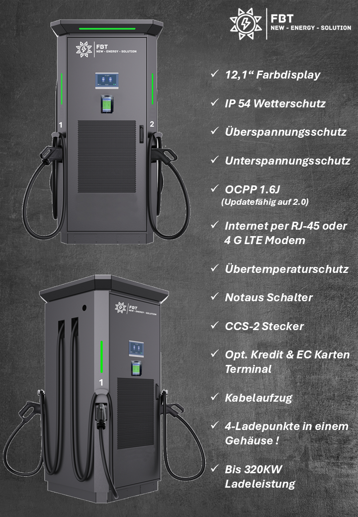 Supercharger 160-320 KW / DC-Ladegerät 160-320 KW / 4-Ladepunkte in einem / Eichrechtskonform