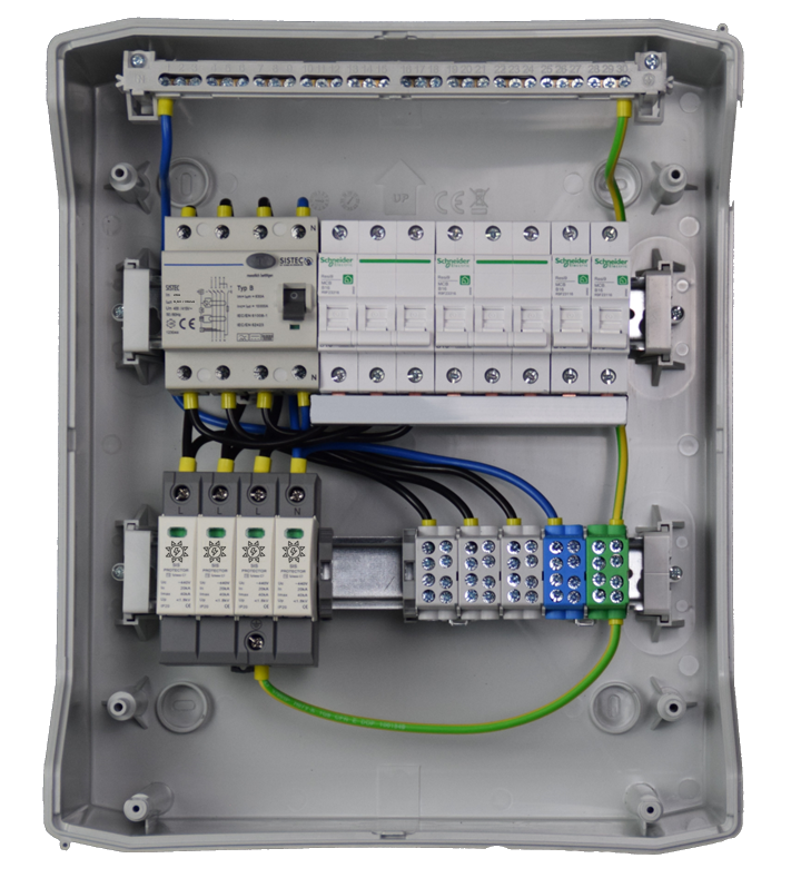 Anschlussverteiler für Wärmepumpen / Light-Series / FI-Typ B / Überspannungsschutz / §14a EnWG