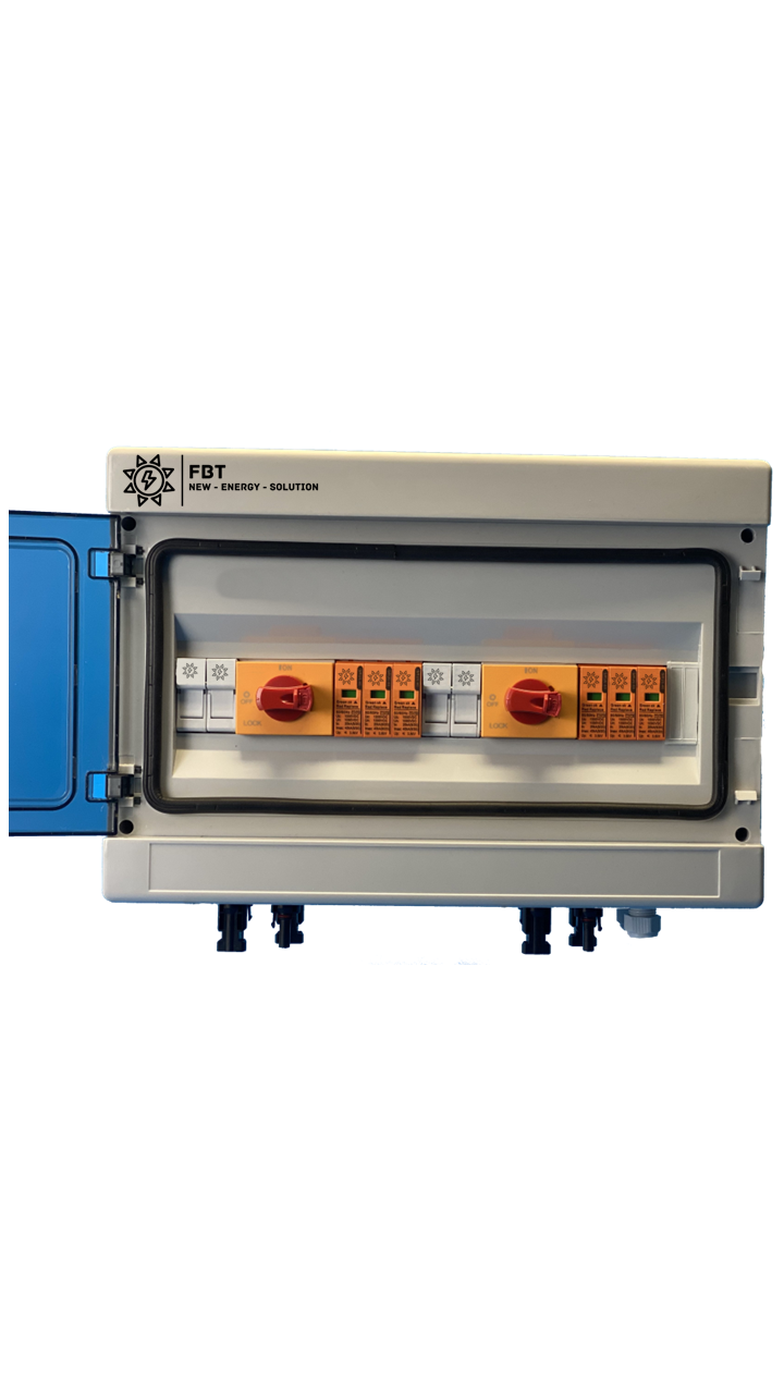 SOLAR GENERATOR-ANSCHLUSSKASTEN /  DC 2-STRING / T1+T2 / T2 / MC 4-Steckvariante / 2x DC-Trennschalter / 2x Vorsicherung / 2x MPP Überspannungsschutz