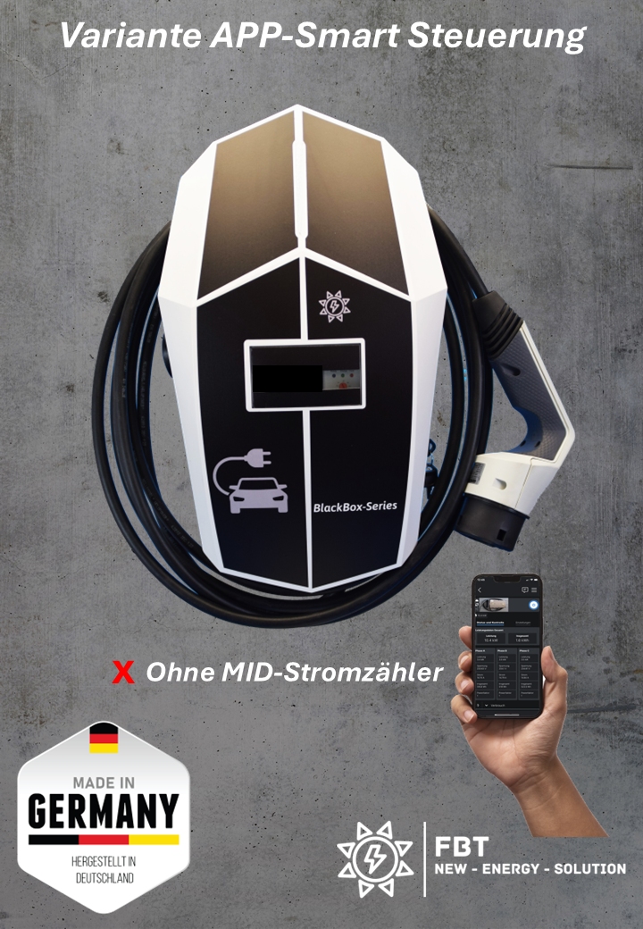 Ladestation / Wallbox 11 KW / BLACKBOX-SINGEL / Typ 2 / Mode 3 / 6mA DC Schutz / Lastmanagement / Schukosteckdose / MID-Geeichter Stromzähler / APP - Smartsteuerung / §14a EnWG Konform