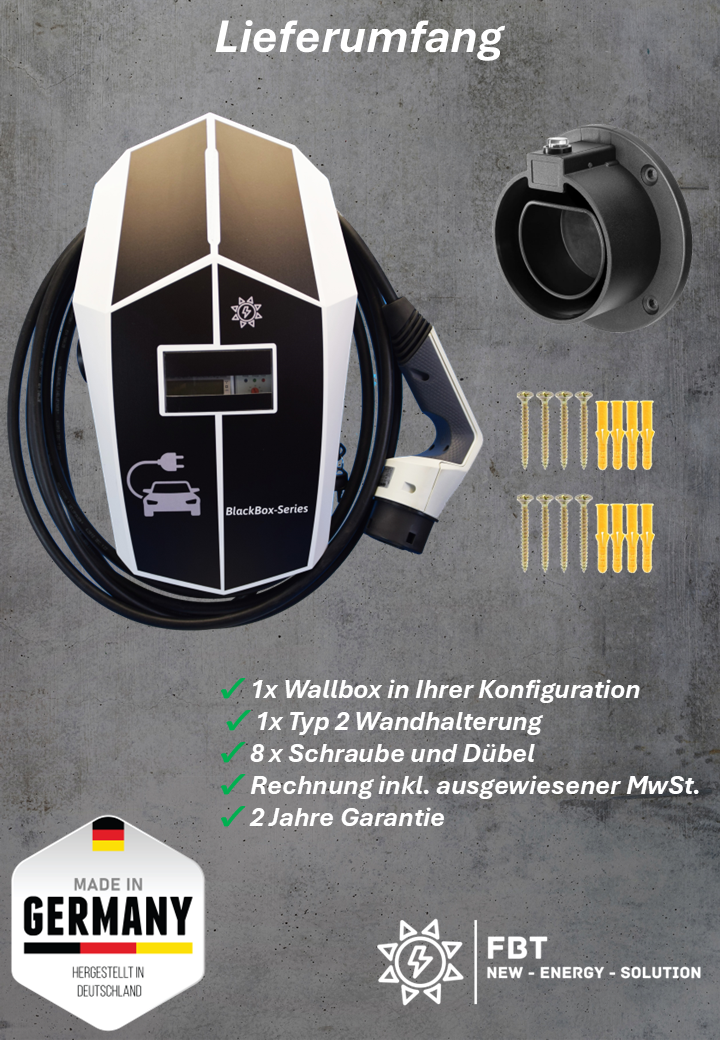 Ladestation / Wallbox 11 KW / BLACKBOX-SINGEL / Typ 2 / Mode 3 / 6mA DC Schutz / Lastmanagement / Schukosteckdose / MID-Geeichter Stromzähler / APP - Smartsteuerung / §14a EnWG Konform