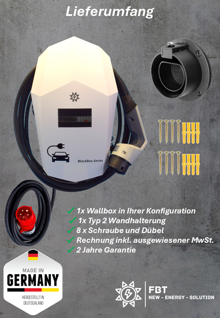 Ladestation / Wallbox 11 KW / BLACKBOX-PRO-PLUG & PLAY / WHITE-EDITION / Typ 2 / MODBUS / Solarüberschuss Laden /EVCC-Kompatibel / Lastmanagement / Schukosteckdose / MID-Geeichter Zähler / §14a EnWG Konform