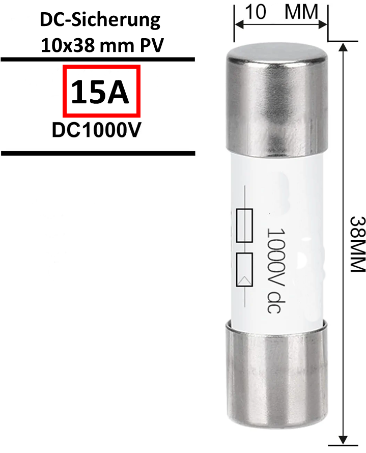 PV Sicherungen 15-32A DC 1000V 10x38 20kA / Feinsicherung für Solar  Photovoltaik Anwendunge